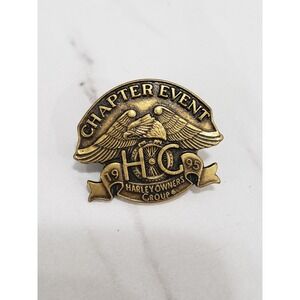 Old Harley Davidson MC Vest Cast Label Pin Owner's Group Hog Chapter Event 1995